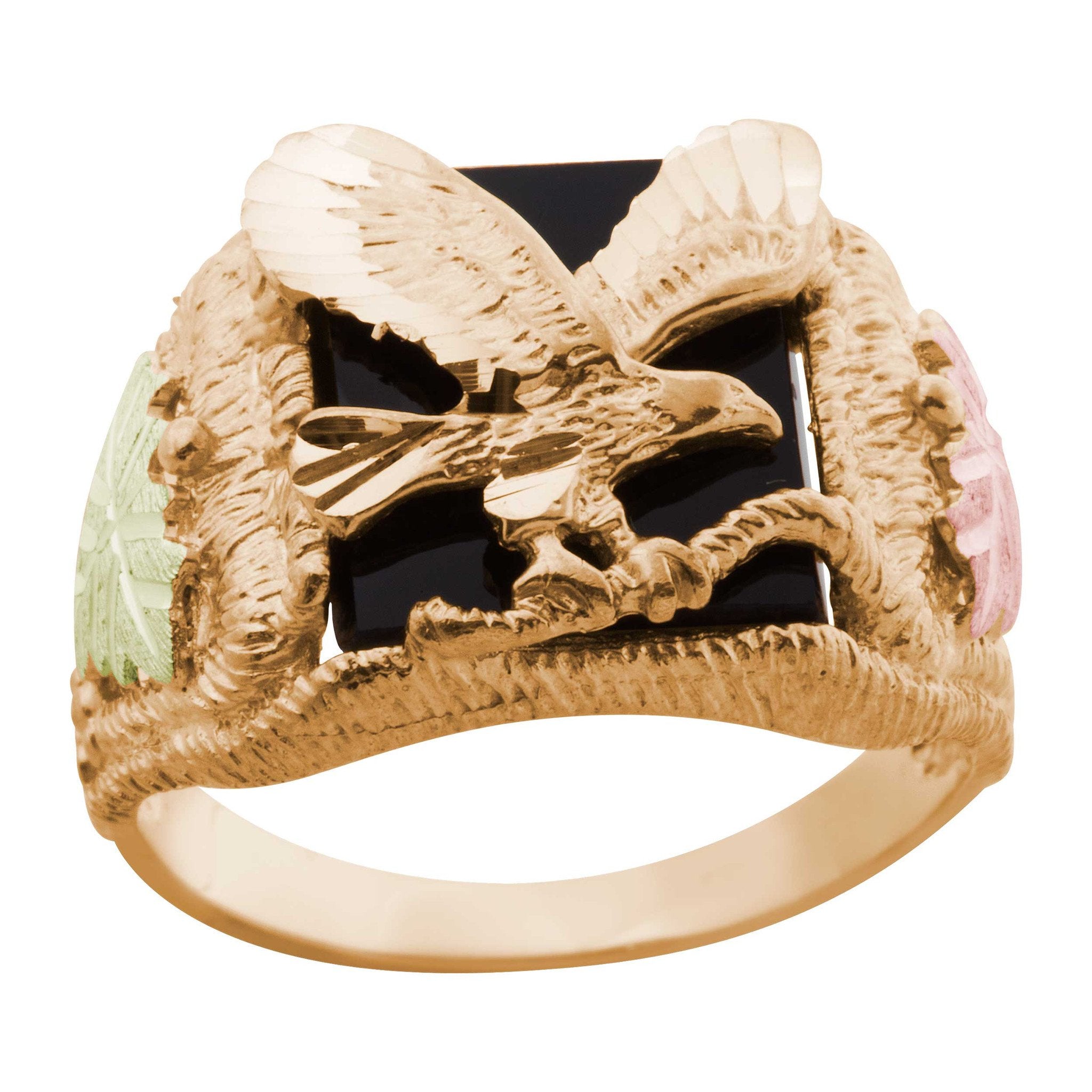 Onyx Eagle - Black Hills Gold Mens Ring