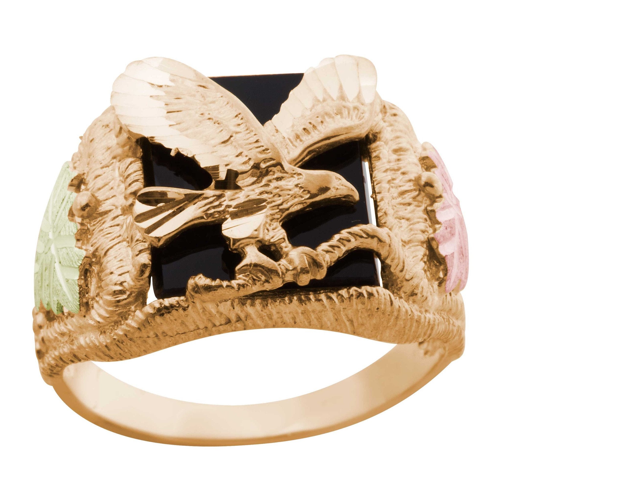 Onyx Eagle - Black Hills Gold Mens Ring