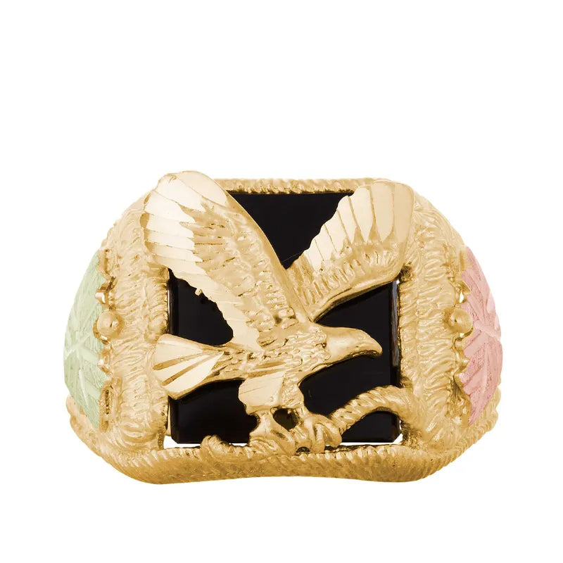 Onyx Eagle - Black Hills Gold Mens Ring
