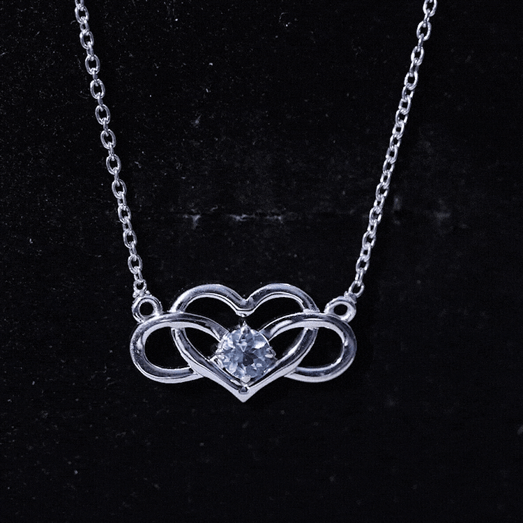 Certified Aquamarine Infinity and Heart Necklace