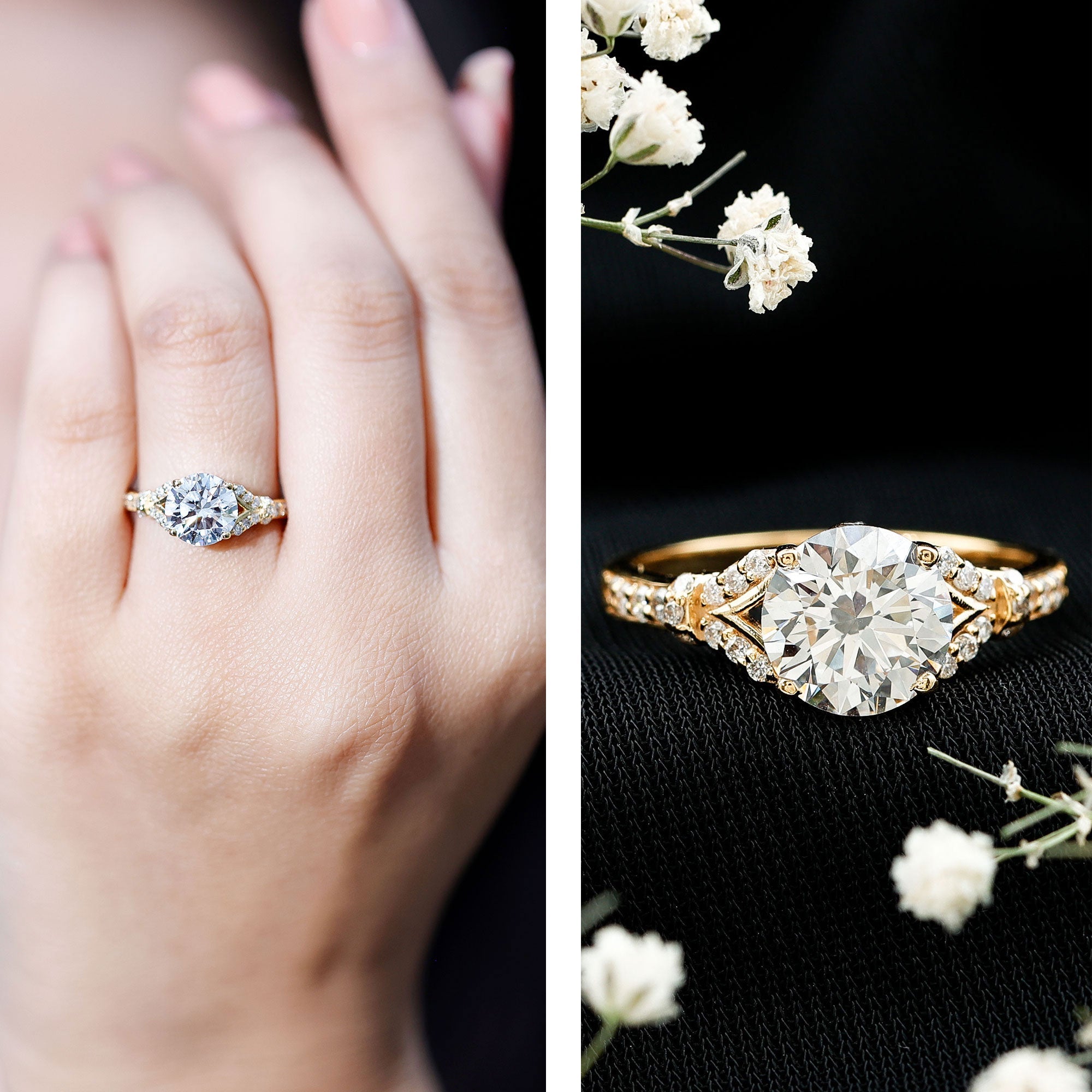 Certified 2Ct Lab Grown Diamond Split Shank Engagement Ring