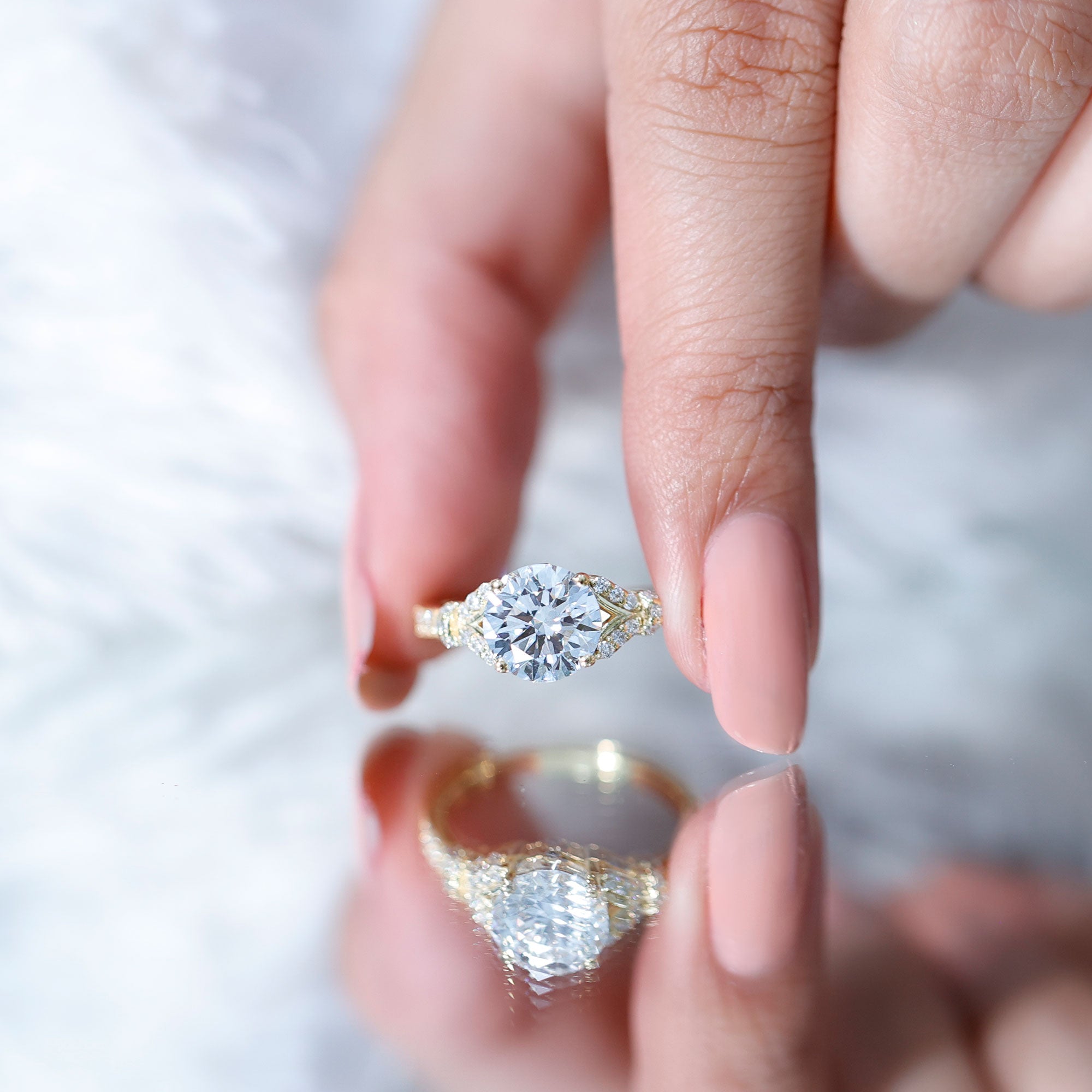 Certified 2Ct Lab Grown Diamond Split Shank Engagement Ring