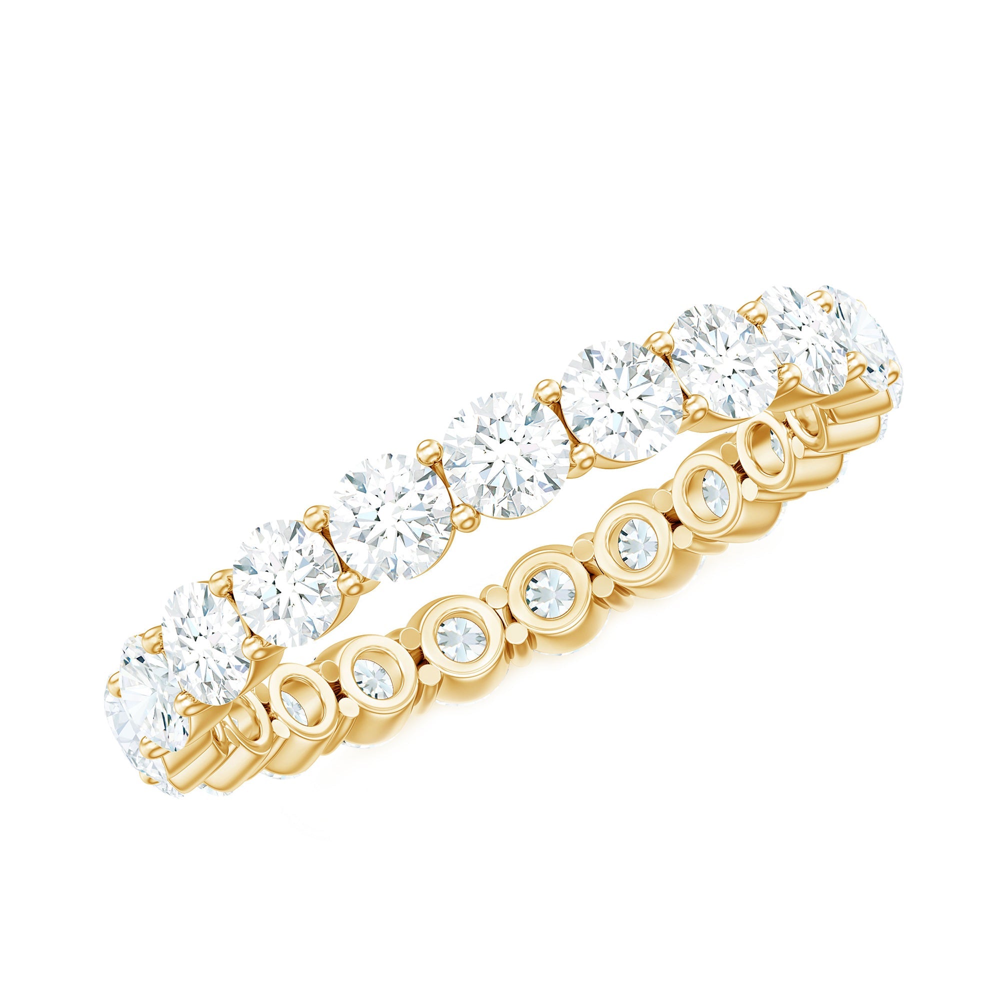 Round Cut Moissanite Simple Eternity Band Ring in Prong Setting