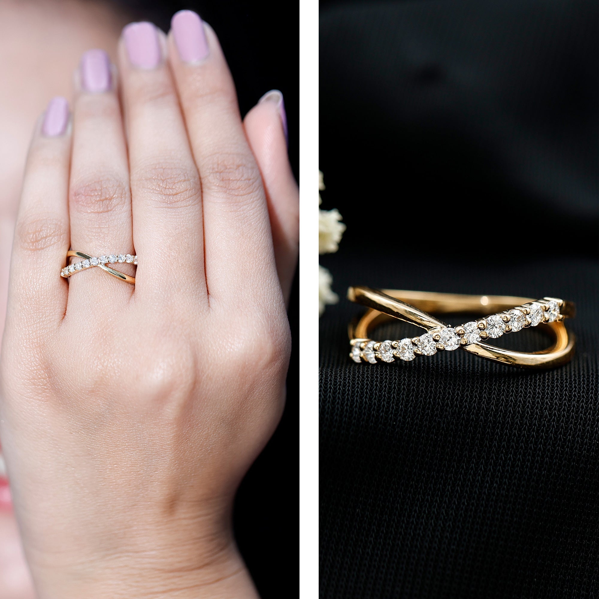 Natural Diamond Crossover Promise Ring