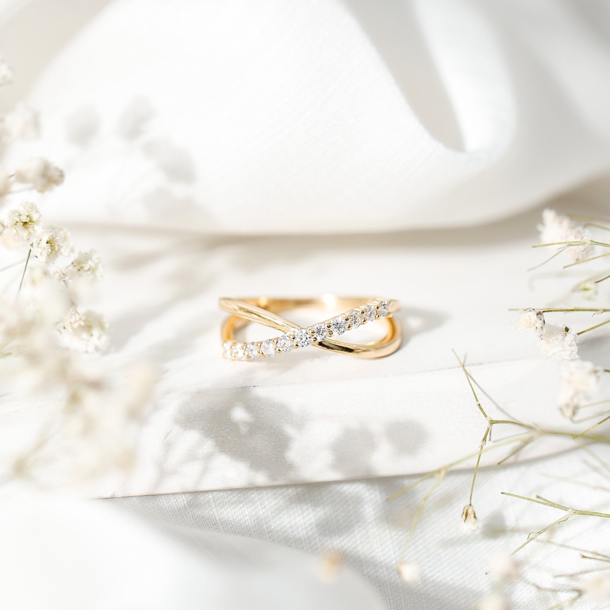 Natural Diamond Crossover Promise Ring